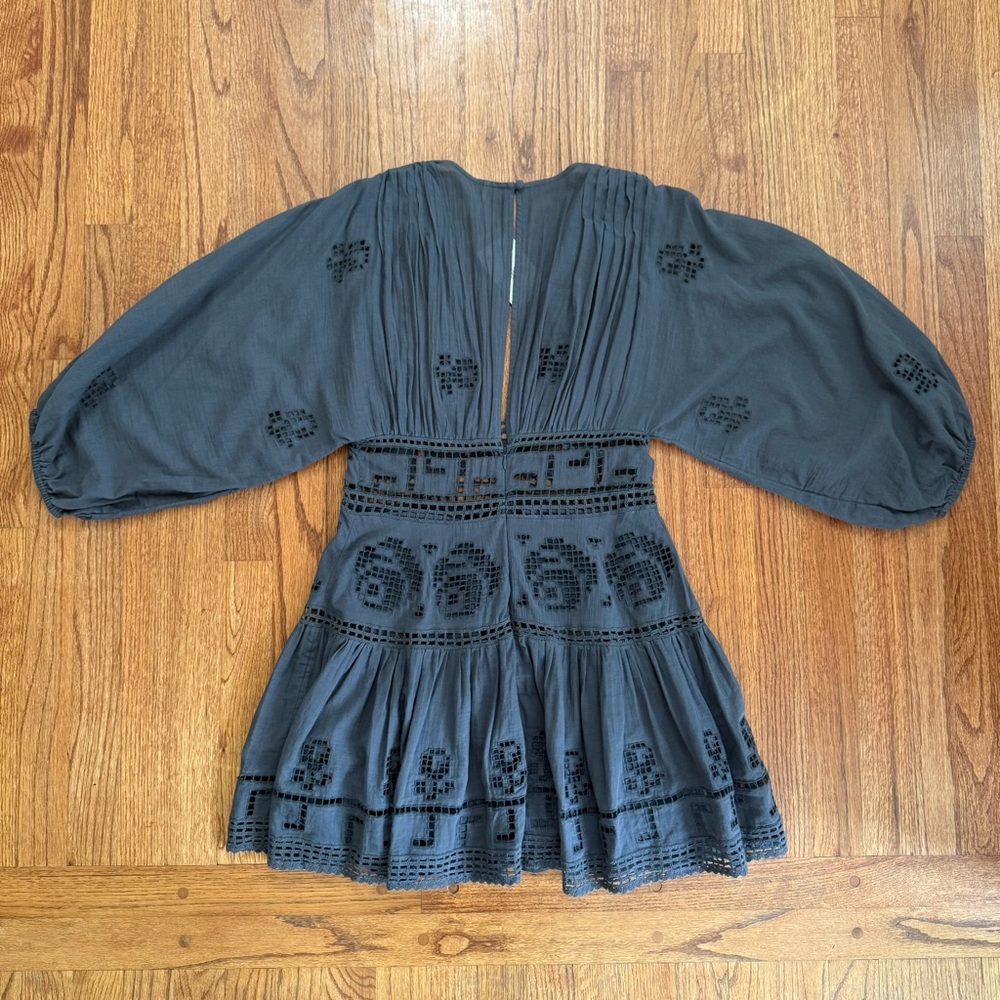NWT Free People Tea Time Embroidered Dress in Charcoal size 4 - Picture 8 of 16